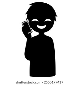 Black silhouette of a villain talking on a smartphone