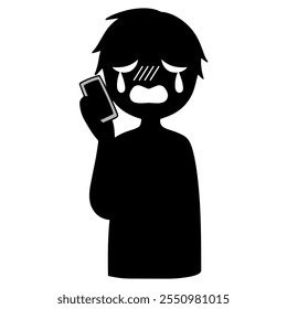 Black silhouette of a villain talking on a smartphone