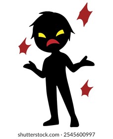 Black silhouette of a villain who talks dangerously