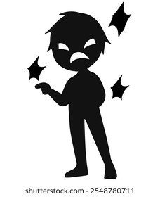 Black silhouette of a villain who talks dangerously