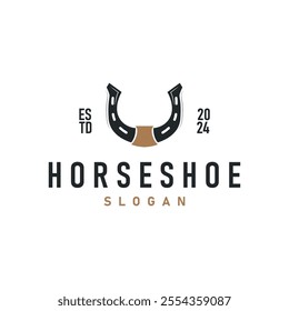 black silhouette vintage concept retro horseshoe logo design western cowboy farm ranch simple template illustration