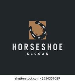 black silhouette vintage concept retro horseshoe logo design western cowboy farm ranch simple template illustration