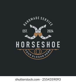 black silhouette vintage concept retro horseshoe logo design western cowboy farm ranch simple template illustration