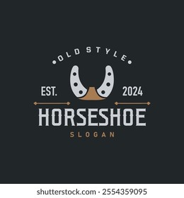 black silhouette vintage concept retro horseshoe logo design western cowboy farm ranch simple template illustration