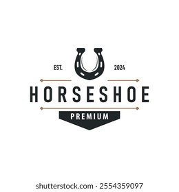 black silhouette vintage concept retro horseshoe logo design western cowboy farm ranch simple template illustration