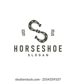 black silhouette vintage concept retro horseshoe logo design western cowboy farm ranch simple template illustration