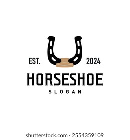 black silhouette vintage concept retro horseshoe logo design western cowboy farm ranch simple template illustration