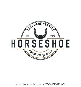 black silhouette vintage concept retro horseshoe logo design western cowboy farm ranch simple template illustration