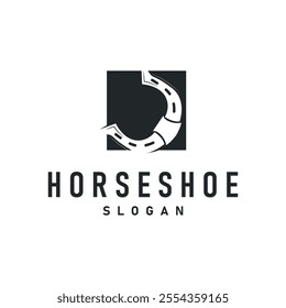 black silhouette vintage concept retro horseshoe logo design western cowboy farm ranch simple template illustration