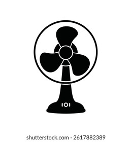 Black Silhouette Of Vintage Electric Fan Vector Illustration On White Background