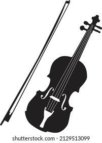 Black silhouette of violin with bow