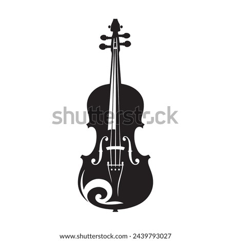 a black silhouette of a violin on a white background
