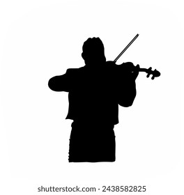 Black silhouette of Violinist Silhouette on