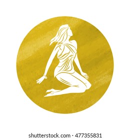 Black silhouette of virgo are on pearl background. Vector illustration