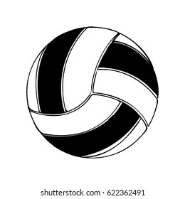 black silhouette volleyball ball element sport vector illustration