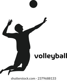 Black silhouette of volleyball playing flat vector 