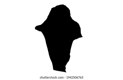 black silhouette of Wadi Bani Khalid map in eastern oman on white background