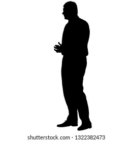 Black silhouette of a walking man on a white background