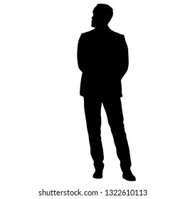 Black silhouette of a walking man on a white background