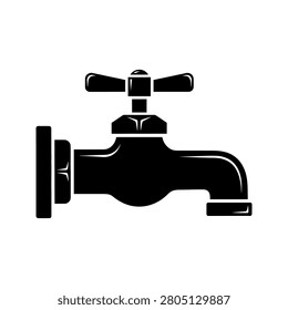 Black silhouette of a wall mounted water faucet