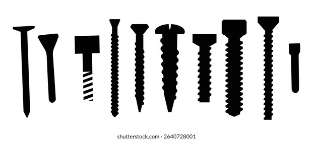 black silhouette wall plugs bolts nuts screws
