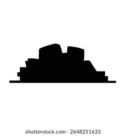 Black silhouette of the Walt Disney Concert Hall against a white background. The vector graphic is simple and minimal.