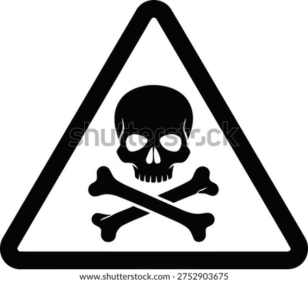 A black silhouette warning sign featuring a skull and crossbones within a triangle on a white background.