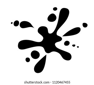 Black silhouette. Water splash. Top view. Flat vector illustration. Isolated on white background.