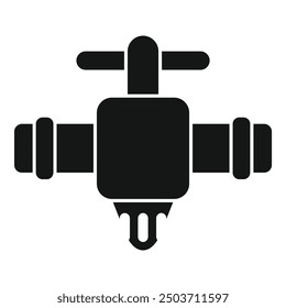 Black silhouette of a water valve, controlling the flow of water in a plumbing system