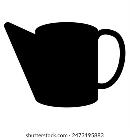 Black silhouette of watering can cup with handle for gardening