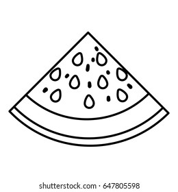 black silhouette with watermelon fruit slice vector illustration