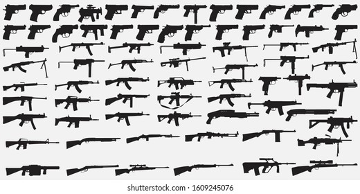 Black Silhouette Weapon and Firearm Icons