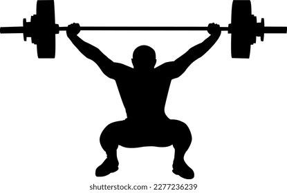 Black silhouette of a weightlifter on a white background - Weightlifting logo