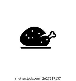 Silhueta preta de um frango assado inteiro para conceitos de comida e cozinha