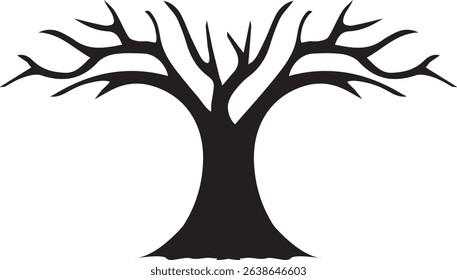 Black Silhouette of Wide Bare Tree