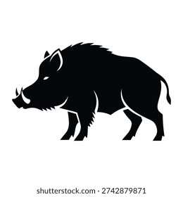 Black silhouette of a wild boar profile illustration
