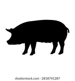 A black silhouette of a wild boar, showcasing its distinctive features and stance, suitable for wildlife, nature, and animal-themed projects.