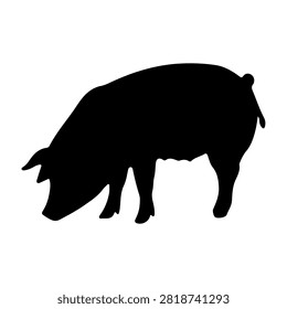 A black silhouette of a wild boar, showcasing its distinctive shape and features, suitable for wildlife, nature, and animal-themed projects.