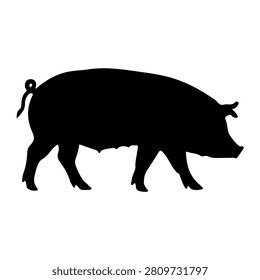 Black silhouette of a wild boar standing in profile, highlighting its distinctive shape and features against a plain background.