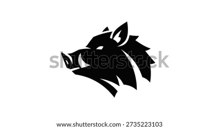 Black silhouette of a wild boar's head facing left. The illustration is a stylized vector graphic with sharp lines and angular shapes. Suitable for print, web, and digital use.