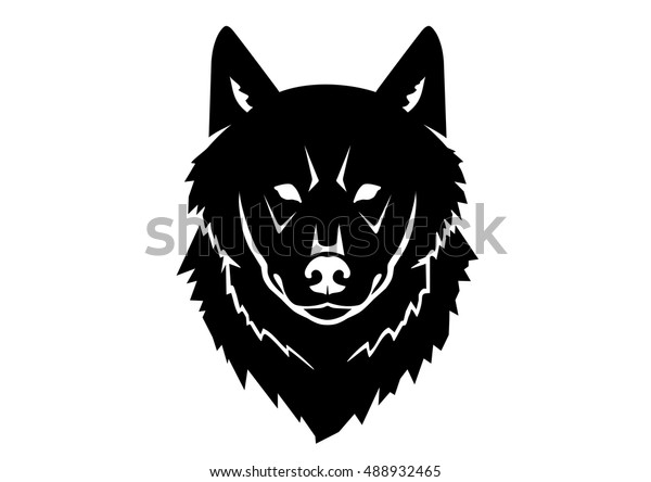 Black Silhouette Wild Wolf On White Stock Vector (Royalty Free ...