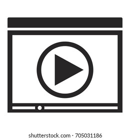 black silhouette of window with start playback icon vector illustration