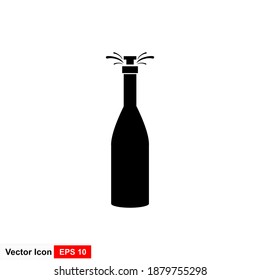 Black silhouette of wine bottle. Vector icon.