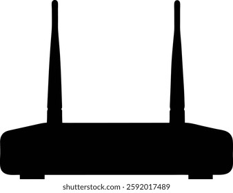 Black Silhouette of Wireless Router with Dual Antennas - Common Networking Hardware for Internet Connectivity
