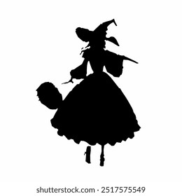 Black silhouette of a witch