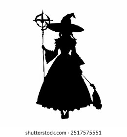 Black silhouette of a witch