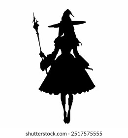 Black silhouette of a witch