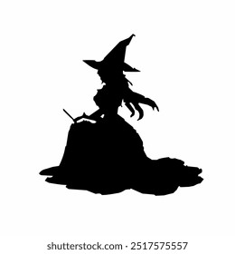 Black silhouette of a witch