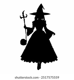 Black silhouette of a witch