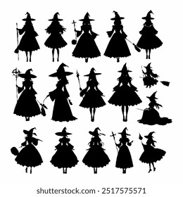 Black silhouette of a witch